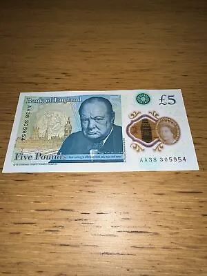 AA38 £5 Plastic Polymer Five Pound Note  AA Prefix  AA38305954 Nice Note • £10.95