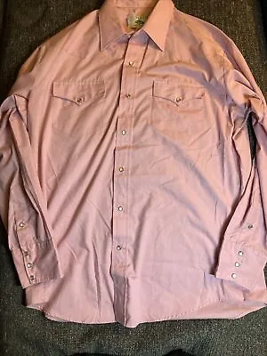 Vintage Mesquite Niver Western Wear Shirt Mens 17-34 Pink Pearl Snaps Cowboy • $19.99
