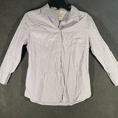 Haberdashery By J. Crew Women's Button Up Shirt Size L Purple White Striped • $4.80