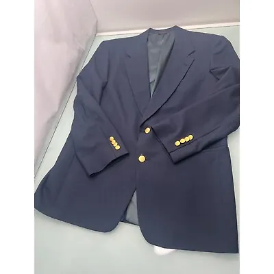 VTG Hart Schaffner & Marx Blazer Sports Coat Jacket Gold Buttons Navy Blue 42R • $49.97