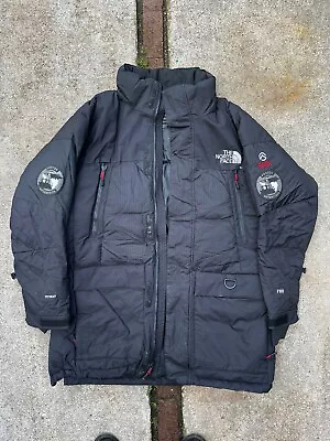 North Face Down Jacket Black Zip Parka Patch Quilted Puffer Vostok Hyvent Size M • $175