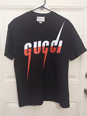Gucci Blade T Shirt Front Logo Print - Size Small Black • $175