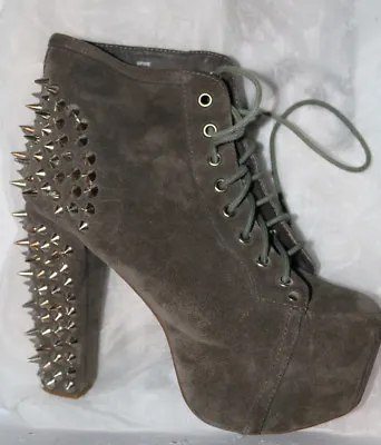 EUC In Orig Box Jeffrey Campbell Gray Lita Spike Platform Boots  39 Dust Bag ^ • $77.99