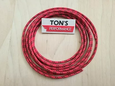 10 Feet 14ga Vintage Braided Cloth Covered Primary Wire 14 Ga Gauge Red W/ Black • $7.95