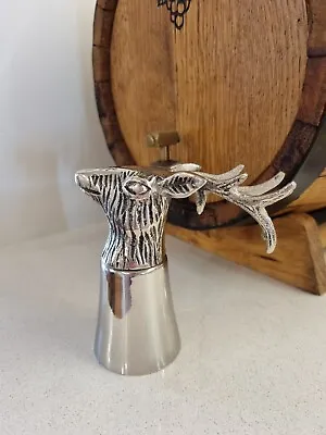 Pottery Barn Deer Head Jagermeister Shot Glass Nip Measure Stainless Steel 90ml • $27