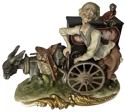 Organ Grinder Monkey Donkey Cart Bisque Porcelain Figurine Crossed Arrows • $47.50