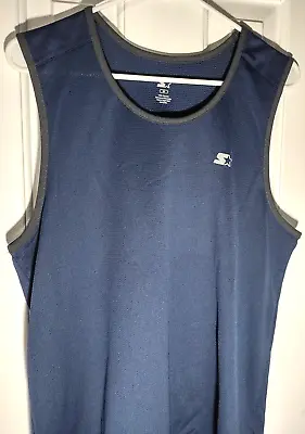 Starter Men's Sleeveless Muscle Tech T-Shirt Navy Blue And Gray Logo  |  Size M • $9.99