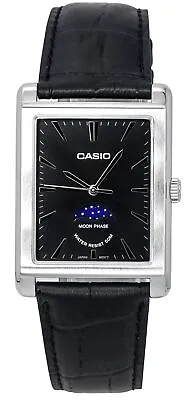 Casio Standard Quartz Black Dial Leather Band MTP-M105L-1A Moon Phase Mens Watch • $83.55