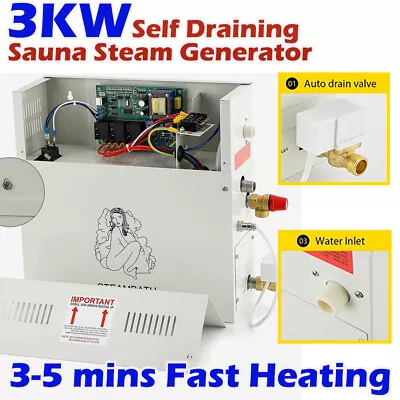 3KW Auto Drain Steam Generator Sauna Bath Spa Shower Humidifier ST-135 Control • $250.65