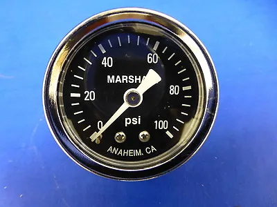 Marshall Gauge 0-100 Psi Fuel Pressure Oil Pressure Gauge Black 1.5  Diameter • $16.36