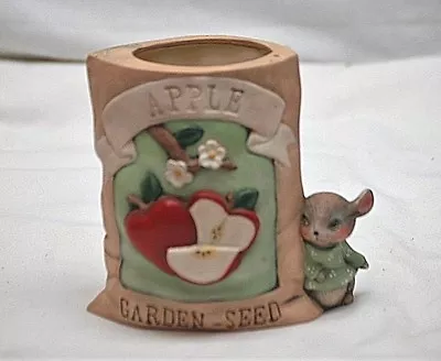 Whimsical Ceramic Gunny Sack Bag Apple Garden Seed Planter Cute Mouse • $16.99