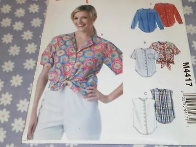 McCALL'S 4417 MISSES EASY STITCH N SAVE SHIRTS IN 3 STYLES PATTERN-UNCUT-8-14 • $6.99