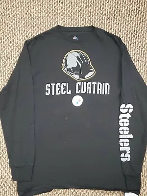 Pittsburgh Steelers Steel Curtain Majestic Black Long Sleeve Shirt Medium • $5.12