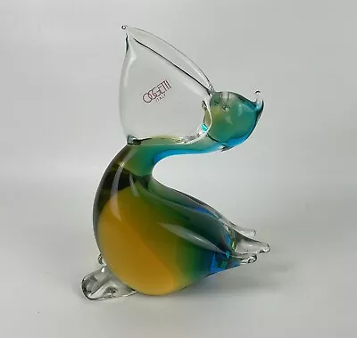 8 Inch Vintage Oggetti Murano Art Glass Pelican With Fish Italy • $83.50