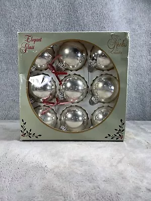 SET OF 9 Vintage Shiny Bright Christmas Tree Ornaments In Box Silver • $24.98