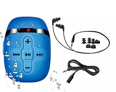 Waterproof MP3 Player For Swimming Waterproof Headphones With Short Cord Blue • $88.03