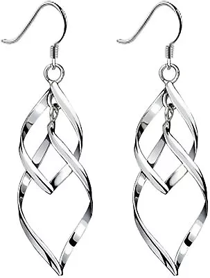 925 Drop/Dangle Hook Earrings Sterling Silver Double Twist  Women Gift Women • £3.39