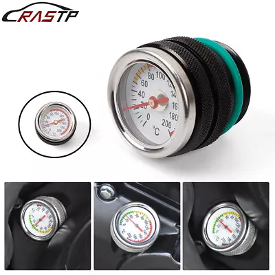 Black M30x1.5 Oil Temp Temperature Gauge Filler Cap For Motorcycle 0-200 Celsius • $14.99