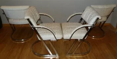 4 Milo Baughman Thayer Coggin 1970s Cantilever Chrome Dining Chairs • $470