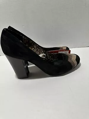 MISSONI Womens Shoes Zig Zag SUEDE High HEELS Pumps Black Sz 9 Display W/ Tag • $15.84