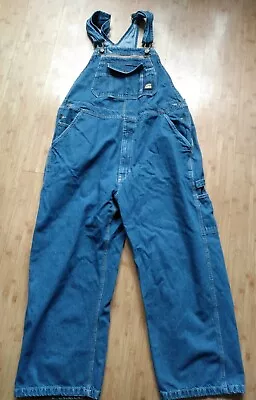 Berne Carpenter Mens Overalls 44 X 28 Bib Blue Denim Work Wear Farmer • $28.90