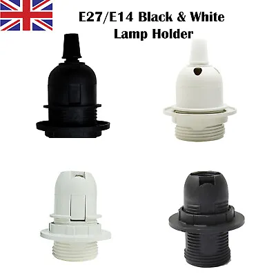 Black Or White E27 / E14 Lamp Bulb Holder Base Pendant Socket UK • £4.89