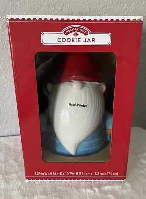 Holiday Time Gnome Hand Painted Cookie Jar 10 X 6 X 6” New Sealed In Box G • $15.99