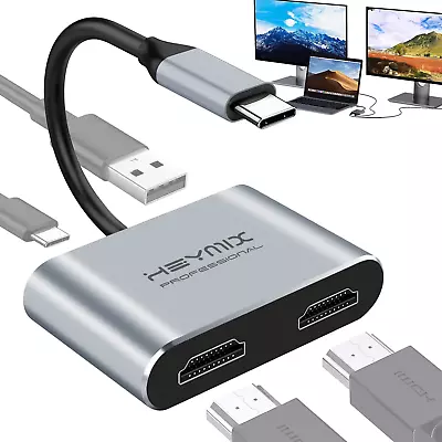 HEYMIX USB C To Dual HDMI Adapter 4IN1 USB Type C Hub With 2 Hdmi(4K30Hz)/Us... • $36.82