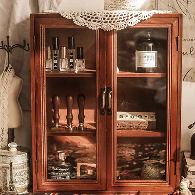 £23.95 • Buy Vintage Wall Mounted Wooden Storage Cabinet Desktop Display Shelving Unit W Door