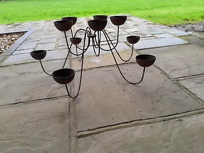 Rustic 10 Candle METAL Chandelier Hanging Candle Medieval Party Prop • £10