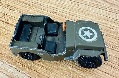 Vintage 1970 Playart US Jeep Military Toy W/ Orange Steering Wheel Army Green • $10