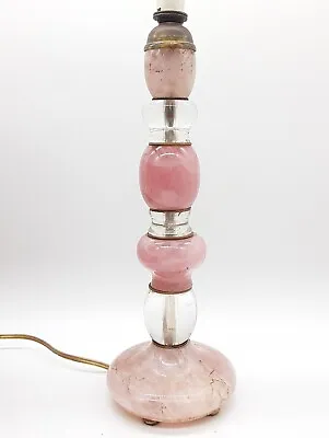 3 Lb Rose Quartz Rock Crystal Gemstone Specimen Candlestick Lamp Vtg Antique • $200