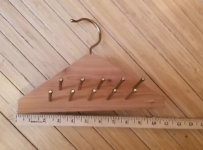 Vintage 20 Peg Tie Belt Rack Hanger Cedar Wood Brass • $13.99