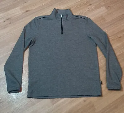 Hugo Boss Sweater Mens Large 1/4 Zip Gray Regular Fit Pullover Jumper Sweatshirt • $19.34