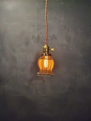 Vintage Industrial Cage Light - Machine Age Minimalist Bare Bulb Pendant Lamp • $123.95