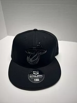 NBA Miami Heat  Black Hat Cap Snapback One Size With Shiny Logo • $24.99