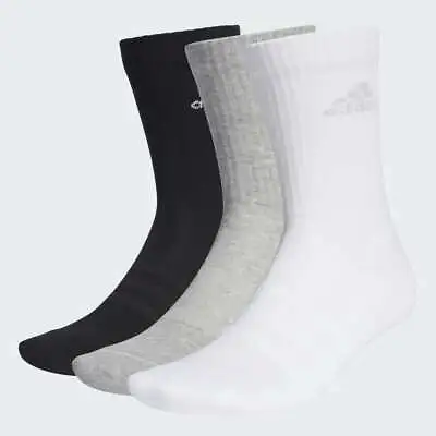 $29.99 • Buy Adidas Cushioned Crew Sock 3 Pairs In Black Grey White Men's Us Size M 7-8.5