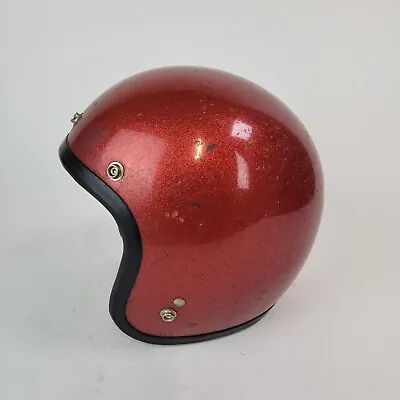 Vintage 1960s Red Metal Flake Helmet  Chopper Bobber Japan Needs Restored • $27.73