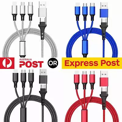 5 In 1 Multi Charger Charging Cable USB C/A To Type C/iPhone/Micro USB Android • $6.50