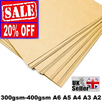 A4 A5 KRAFT BROWN CARD THICK PAPER CRAFT MAKING BOARD CARDBOARD TAGS 300gsm -400 • £1.89