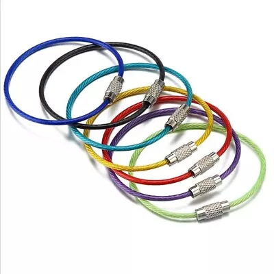 £3.70 • Buy 10x Wire Rope Keychain Lanyard Organisers Steel EDC Screw Lock Cable Key Holders