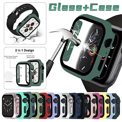 $8.71 • Buy Glass Screen Protector Case Cover For Apple Watch Series 8 7 6 5 4 SE 44/41/45mm