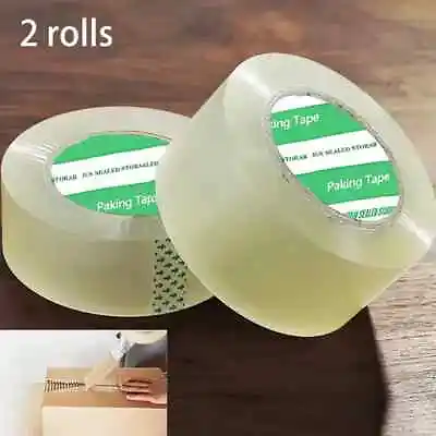 2 Rolls Carton Sealing Clear Packing Tape Box Shipping 2 Mil 2  X 90 Yards New • $5.65