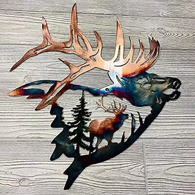 Hanging Wall Art Decor Metal Home Decoration Forest Mountain Deer Elk Animal New • $16.99