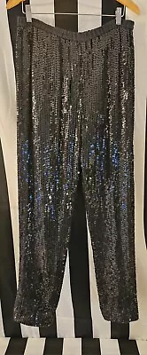 Vintage 80s Carina Sequin Pants 100% Silk Large-Glam! RARE!  • $25