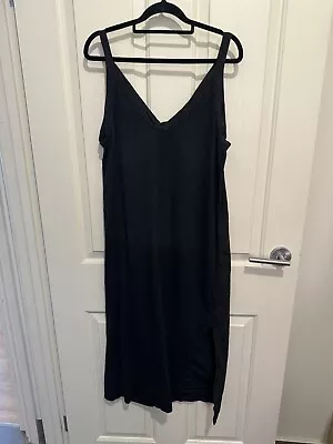 Bassike Long Dress Size Small Cotton Thin Straps Black Designer • $90
