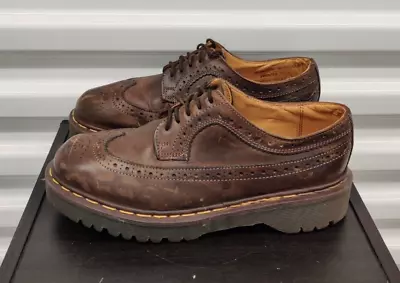 Vintage Dr Martens Brown Leather Wingtip Platform Oxfords England Docs UK 5 US 7 • $79.99