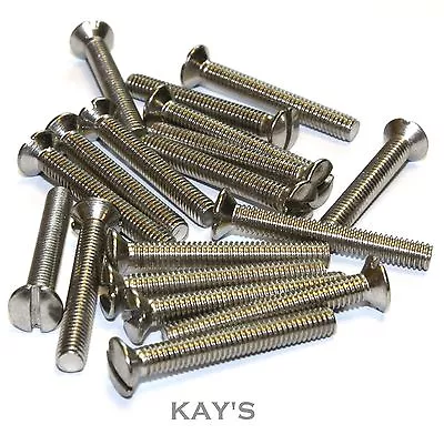 M4 (4mmØ) RAISED SLOTTED COUNTERSUNK MACHINE SCREWS A2 STAINLESS STEEL CSK BOLTS • £3.29