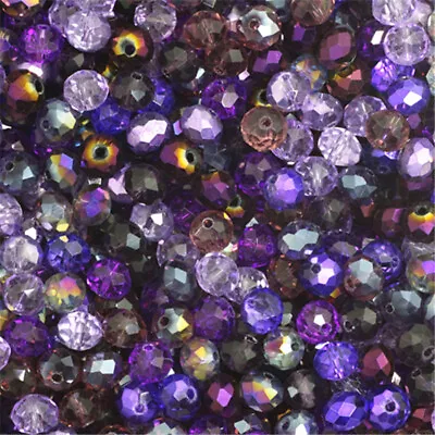 $1.99 • Buy Purple Multicolor  2mm 4mm 6mm 8mm Rondelle Austria Faceted Crystal Glass Beads