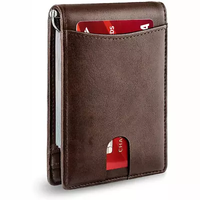 Slim Men's Wallet PU Leather Bifold  Rfid Blocking Money Clip Credit Card • $8.75